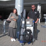 Gala SP2GKS and Bogdan SP2EBG at the Warsaw Airport. Brr…. It is not so warm in Poland as on Seychelles…